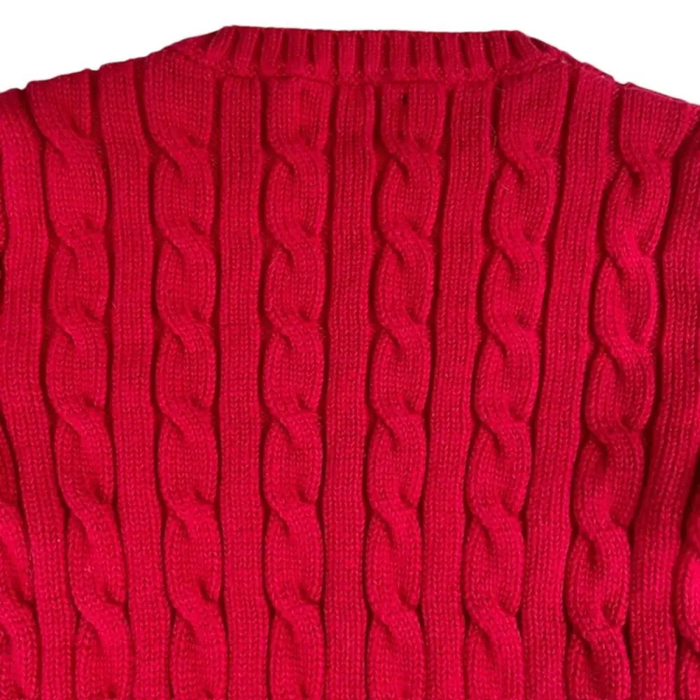 Polo Ralph Lauren Boys 3T Pullover, Red Cable-Knit Sweater - Picture 4 of 7